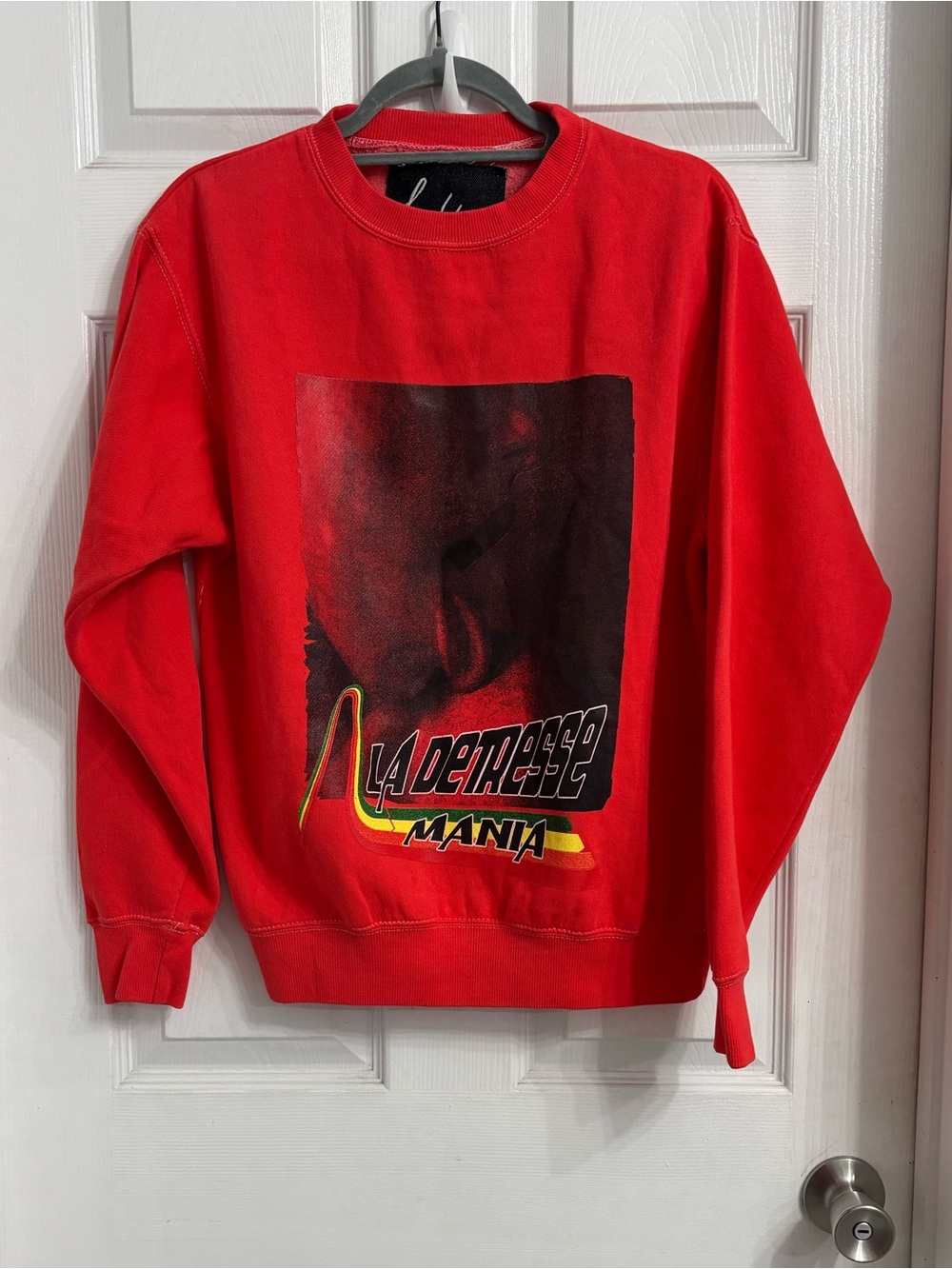 La Detresse Obsessive Mania Graphic Crewneck Sweatshirt XS in Strawberry Color